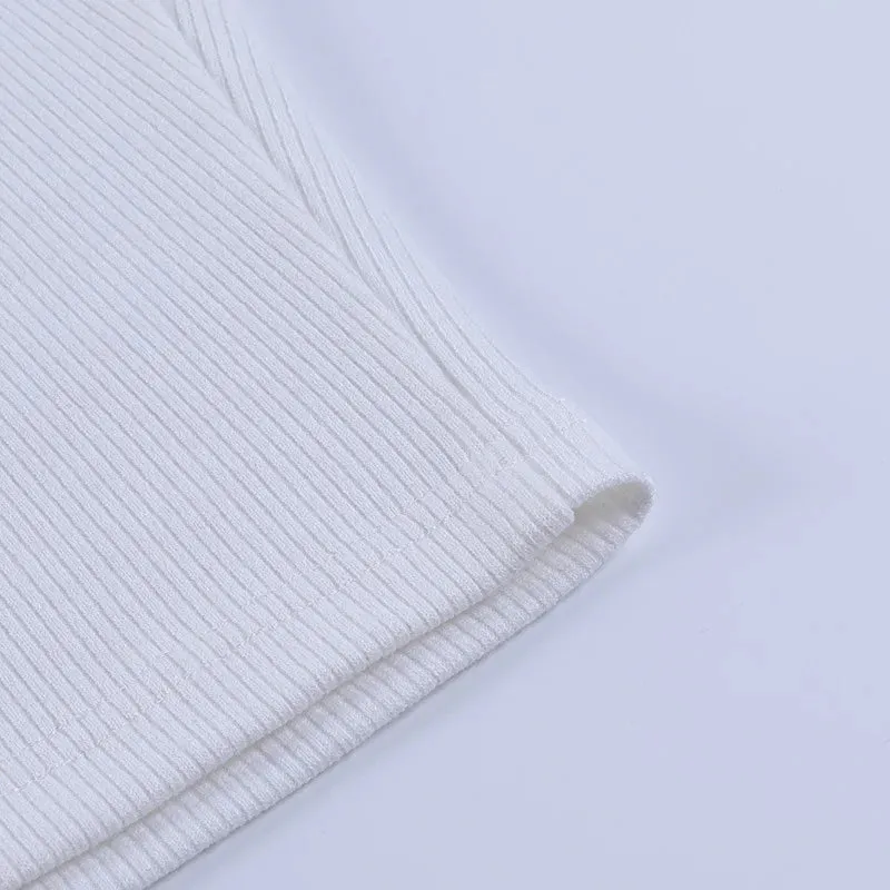 94% Cotton Summer Tank Tops Women Knitted Sexy Sleevless Back Cross Black White Crop Tops Streetwear Slimming Sports Vest