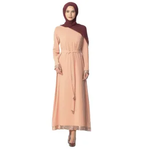 Abaci Modest Embellished Dress 13559 Salmon