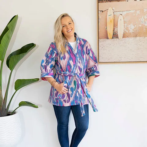 Azure Blue Reversible Quilt Jacket