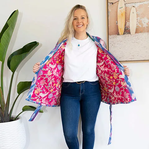 Azure Blue Reversible Quilt Jacket
