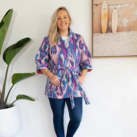 Azure Blue Reversible Quilt Jacket