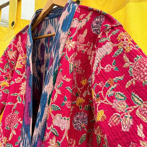 Azure Blue Reversible Quilt Jacket