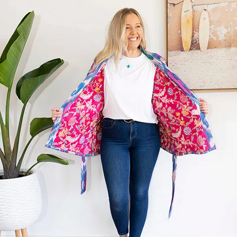 Azure Blue Reversible Quilt Jacket