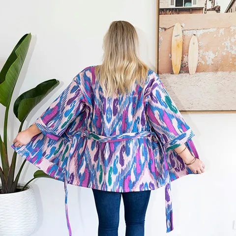 Azure Blue Reversible Quilt Jacket