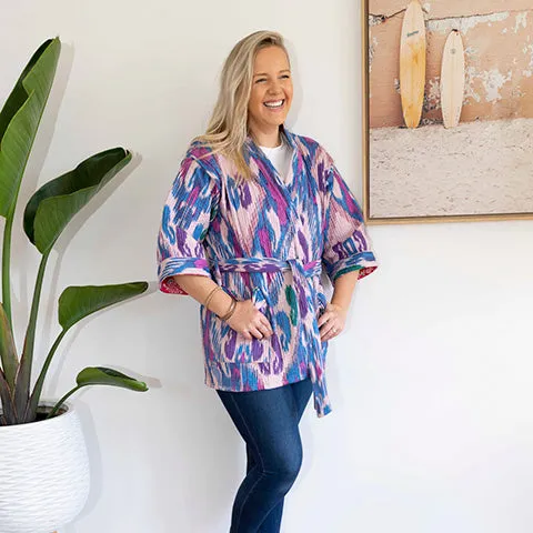 Azure Blue Reversible Quilt Jacket