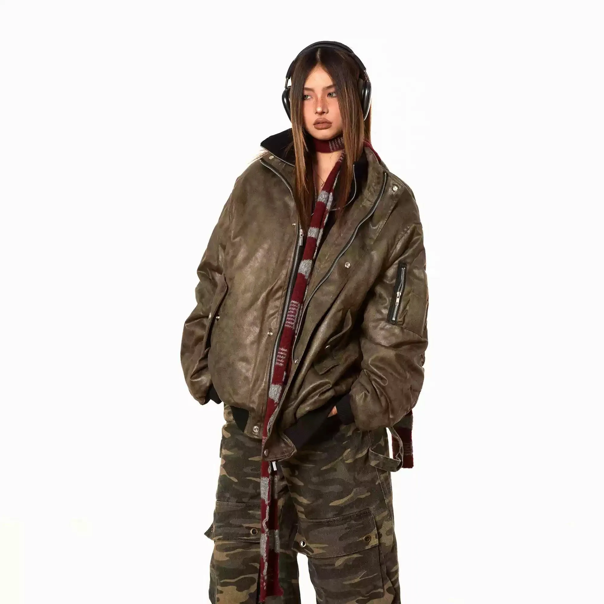 BB Layered Bomber PU Leather Jacket