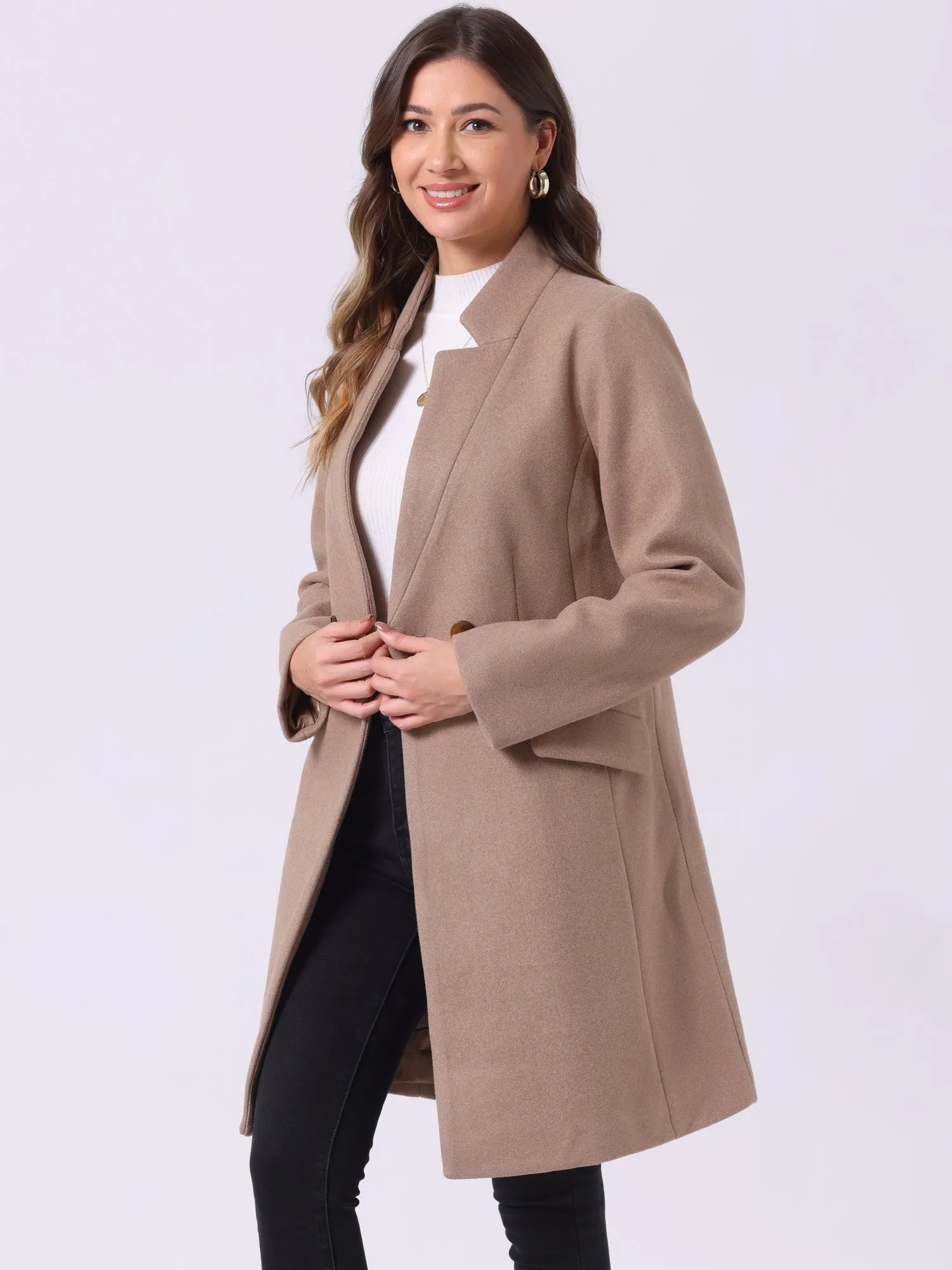 Belted Stand Collar Winter Fully Lined Belted Coats