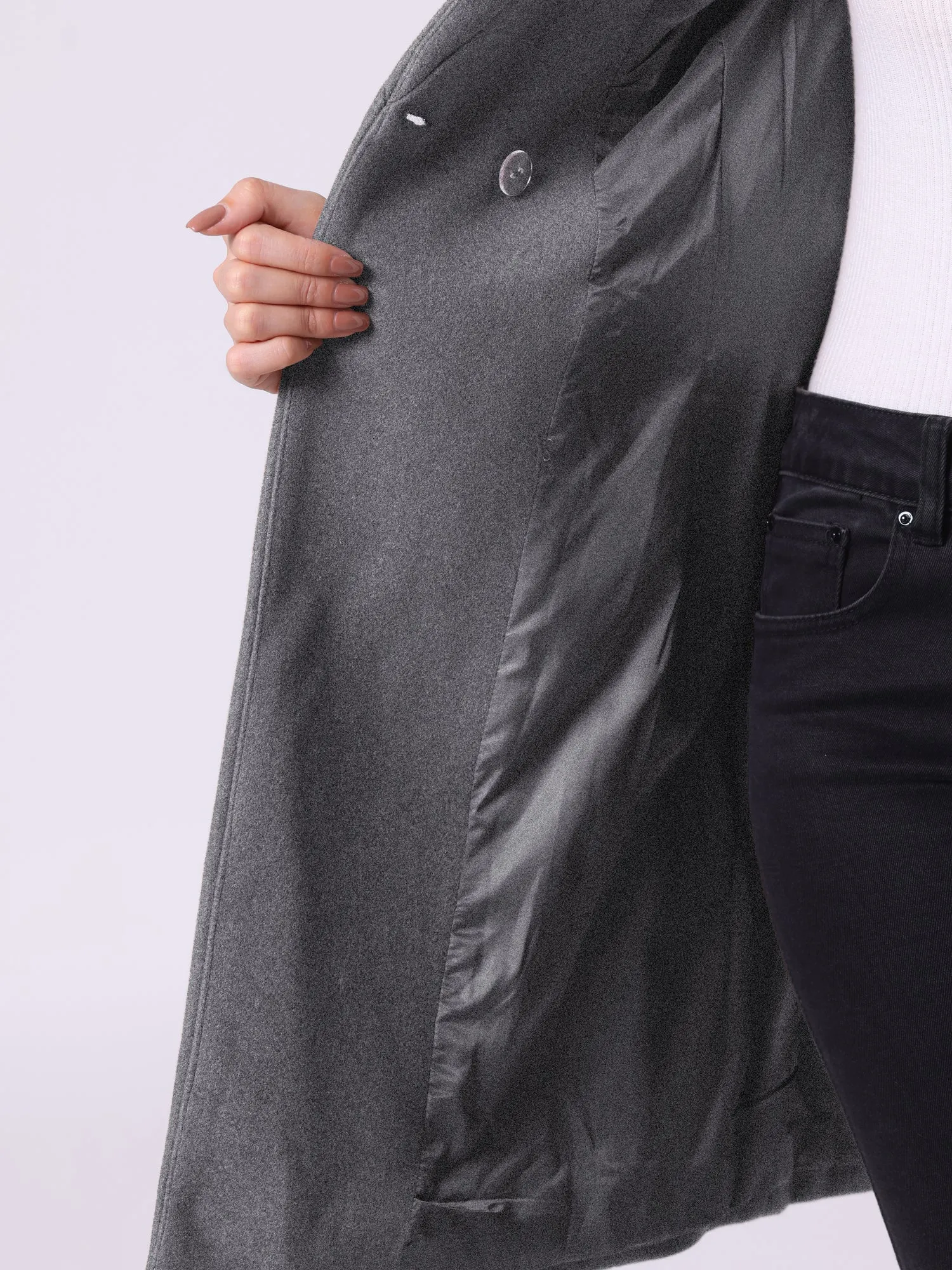 Belted Stand Collar Winter Fully Lined Belted Coats