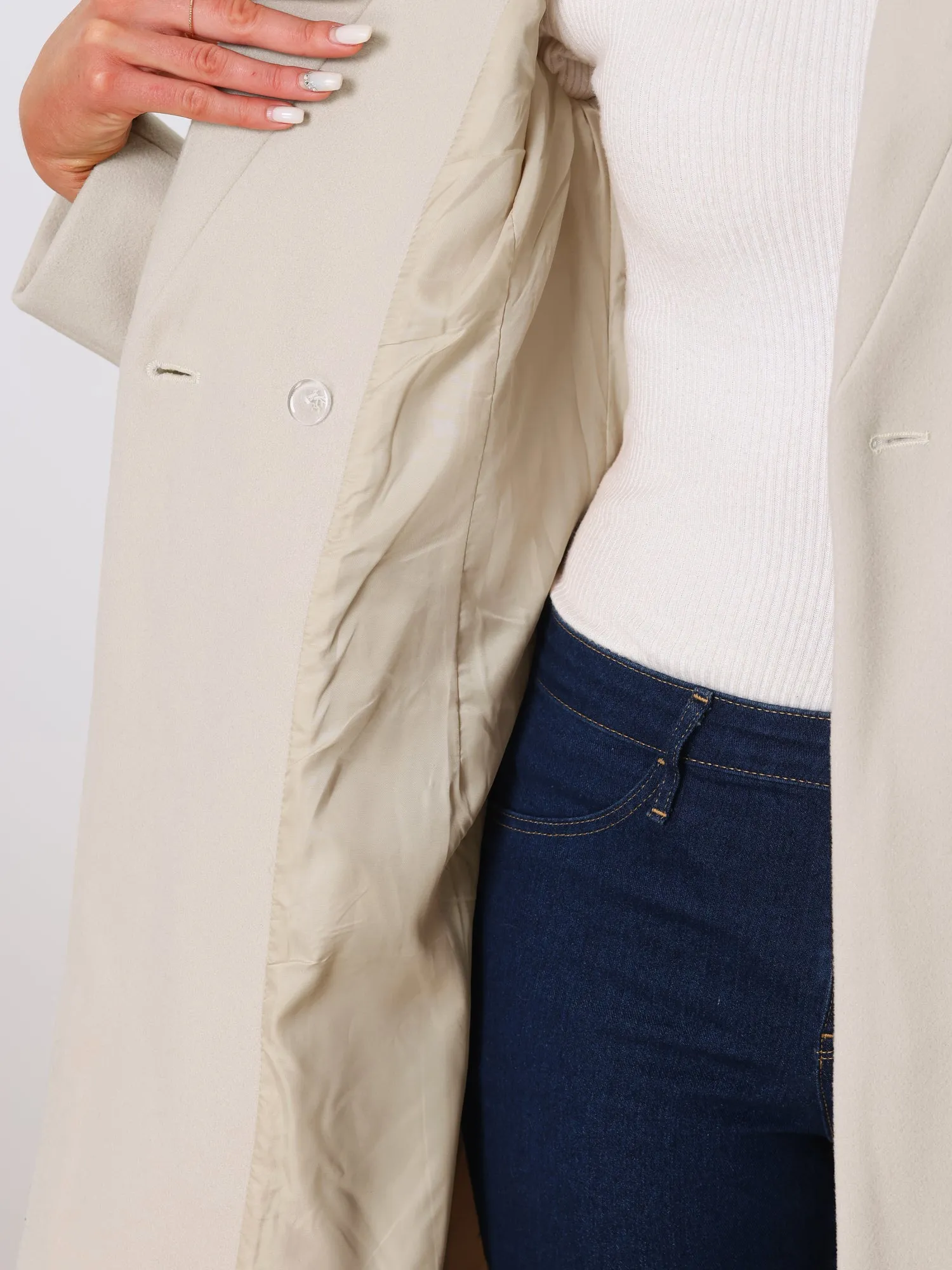 Belted Stand Collar Winter Fully Lined Belted Coats