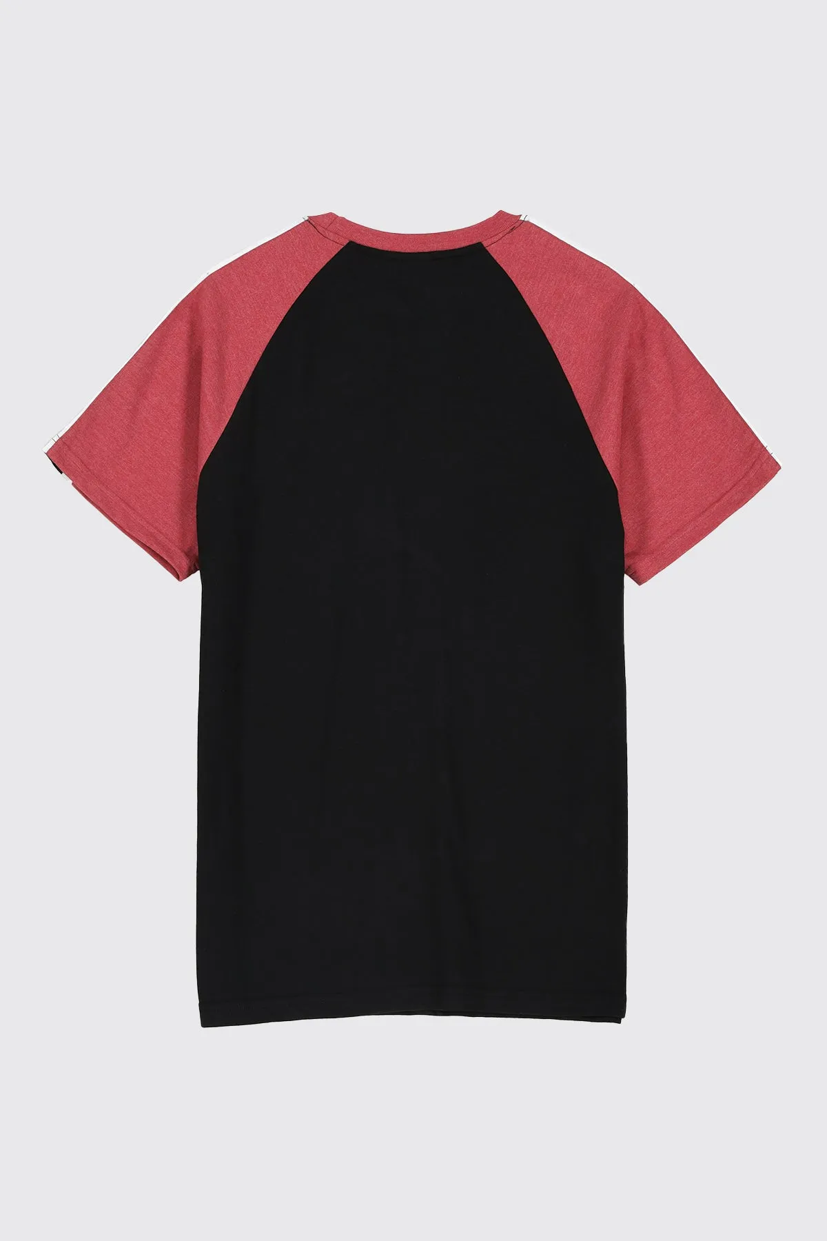 Black & Maroon Melange Paneled Raglan T-Shirt - A23 - MT0283R