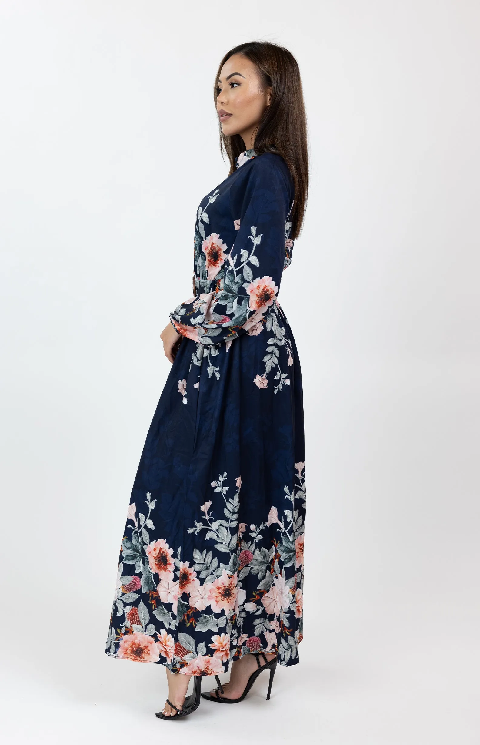 Border Print Floral Dress