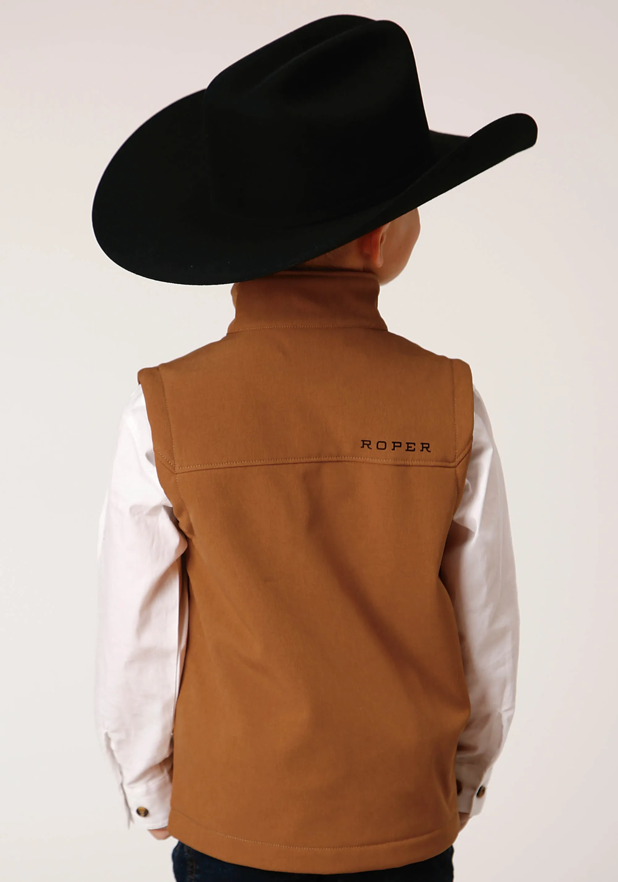 BOYS  CARAMEL SOFTSHELL TECH VEST