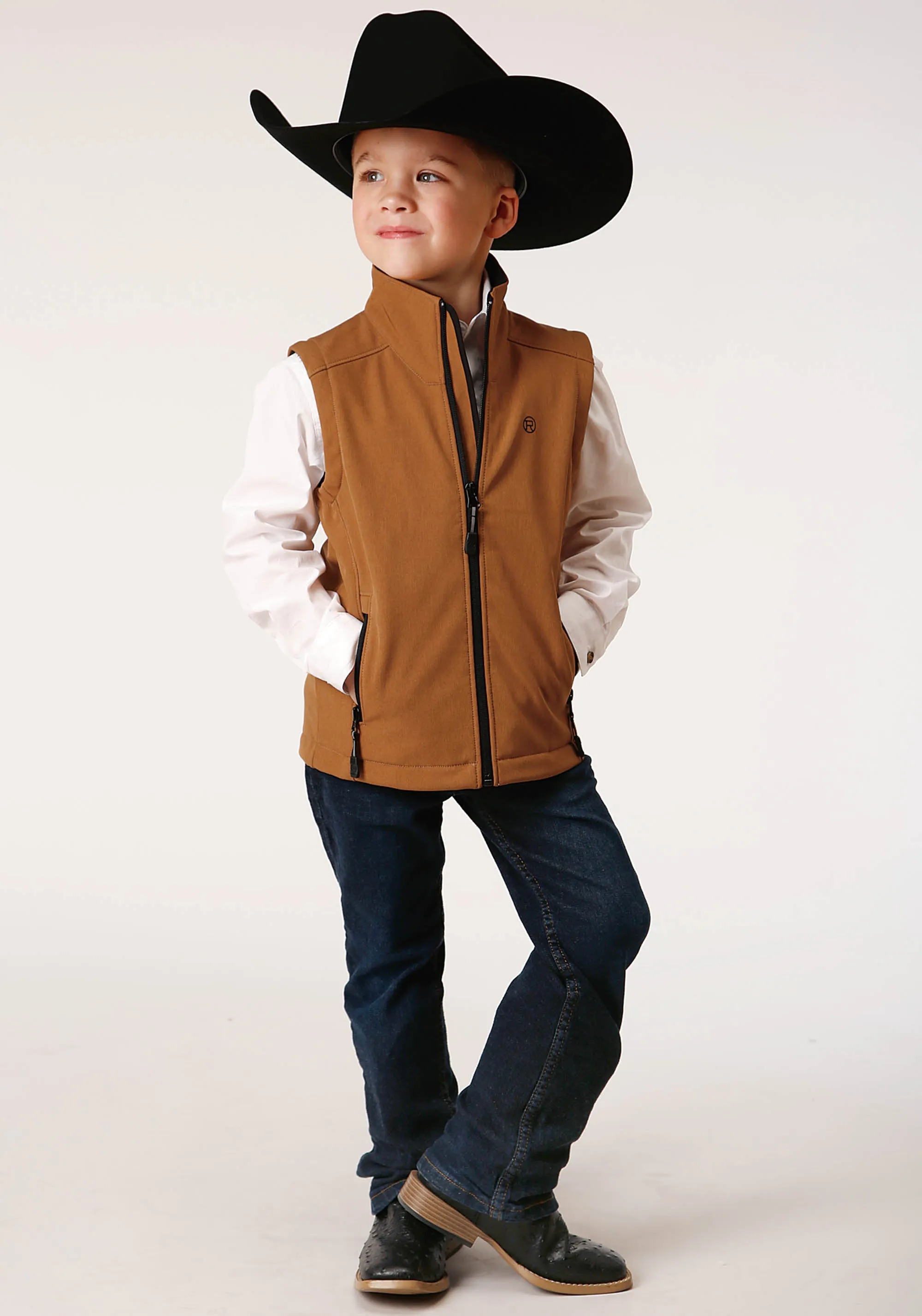 BOYS  CARAMEL SOFTSHELL TECH VEST