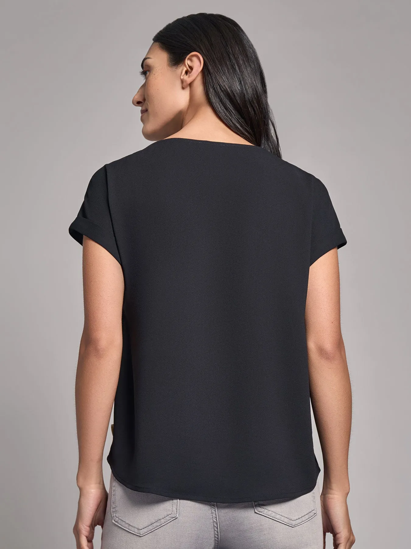 Button Detail Blouse, Jasper Crepe