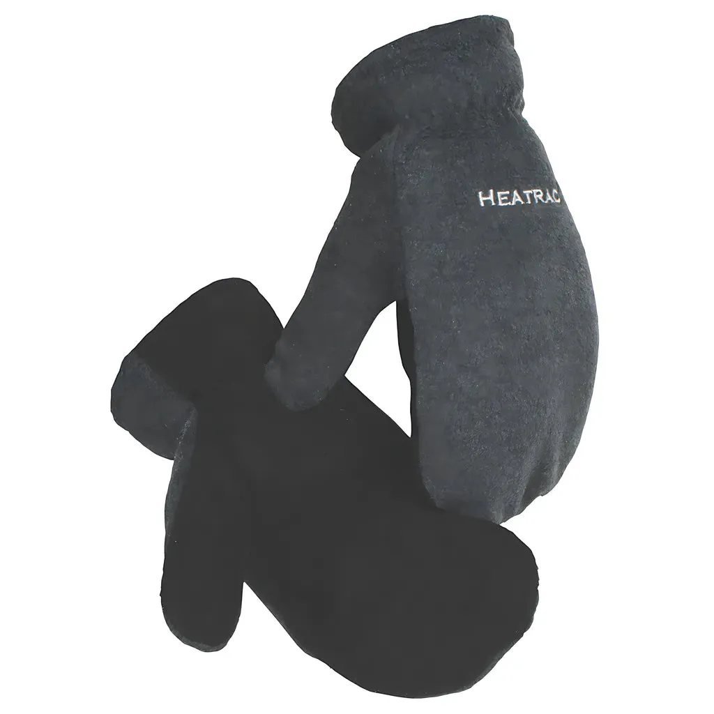 Caiman 1396-3 Black Deer Split Leather Palm Mitten with Fleece Back and Heatrac Insulation