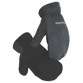 Caiman 1396-3 Black Deer Split Leather Palm Mitten with Fleece Back and Heatrac Insulation