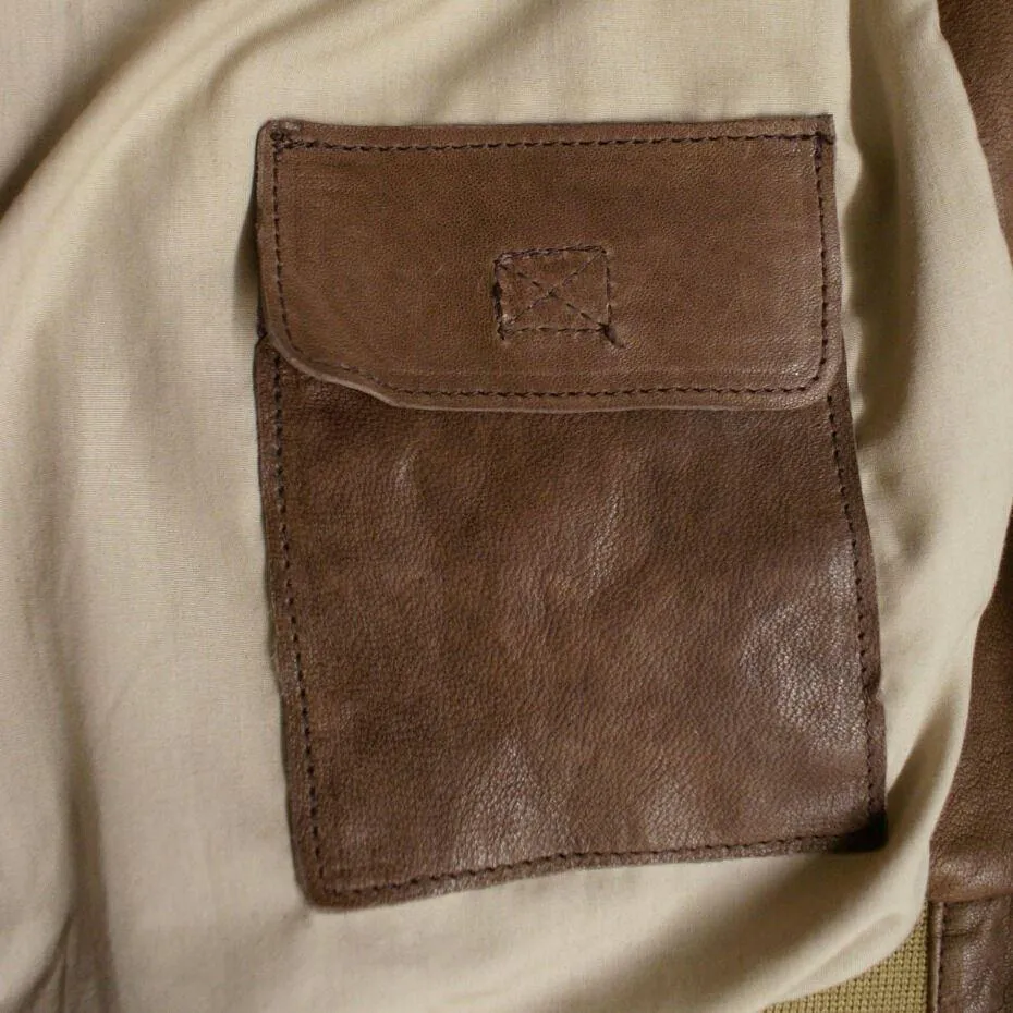 Chestnut Brown Leather Bomber Jacket