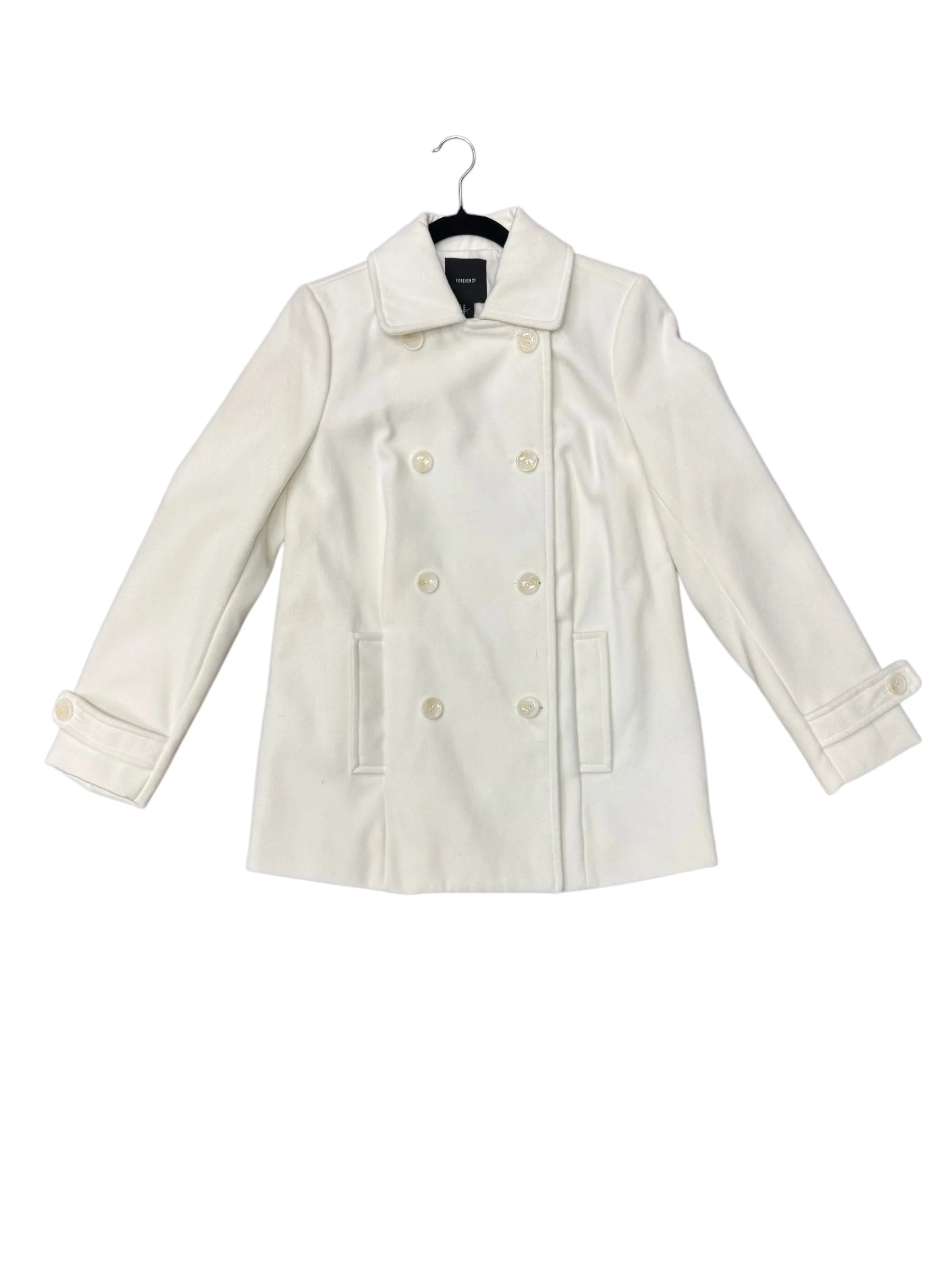 Coat Peacoat By Forever 21 In White, Size: M
