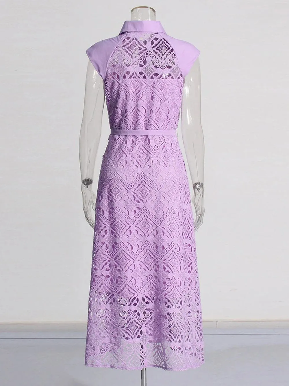 Danelle Hollow Out Belt Midi Dress