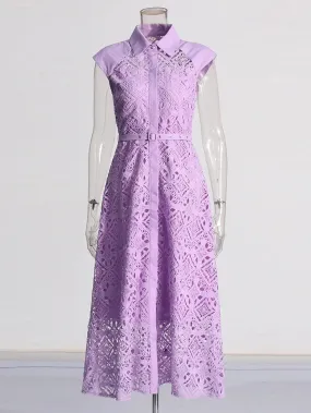 Danelle Hollow Out Belt Midi Dress