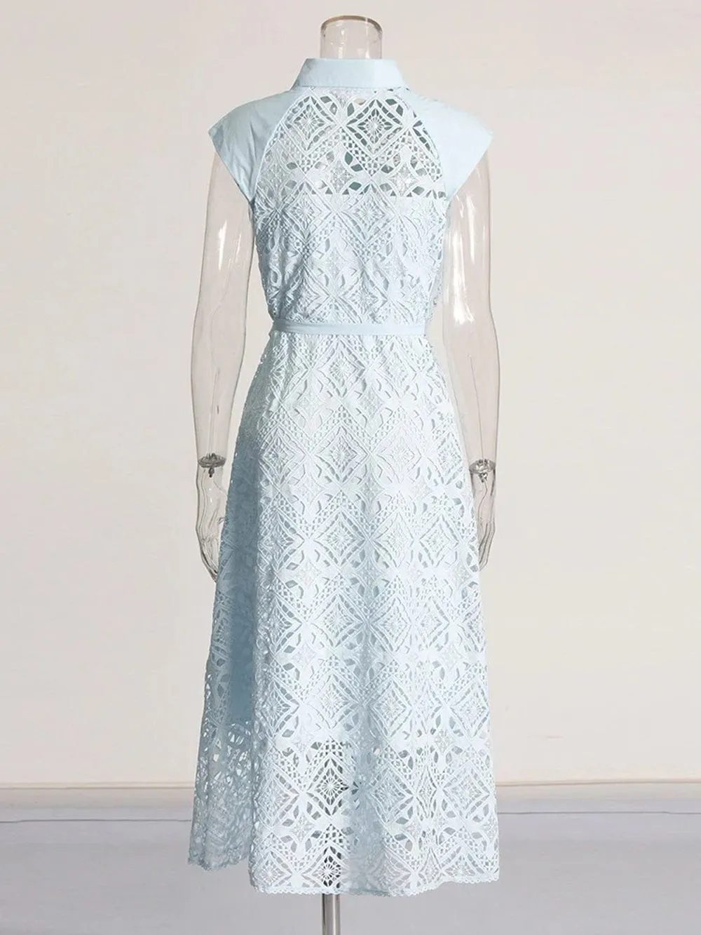 Danelle Hollow Out Belt Midi Dress