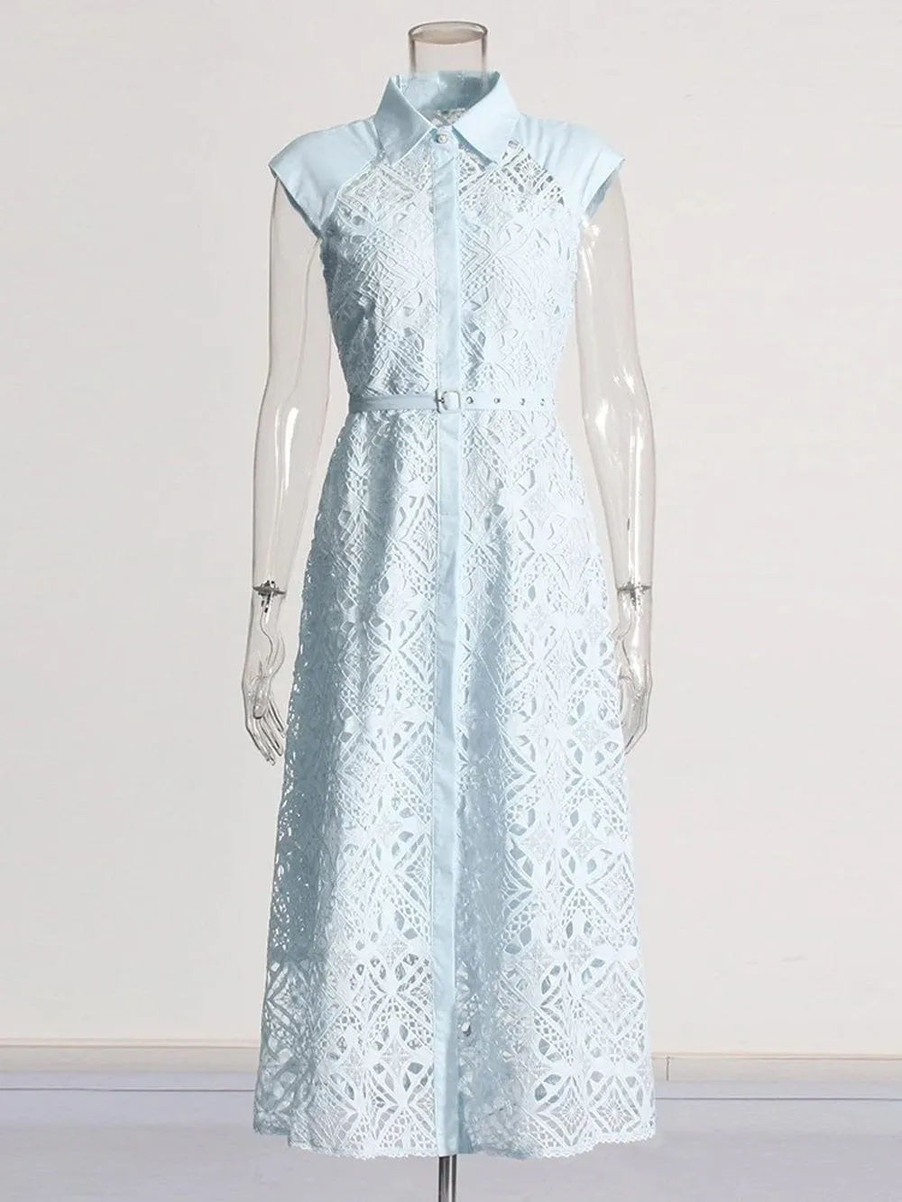 Danelle Hollow Out Belt Midi Dress