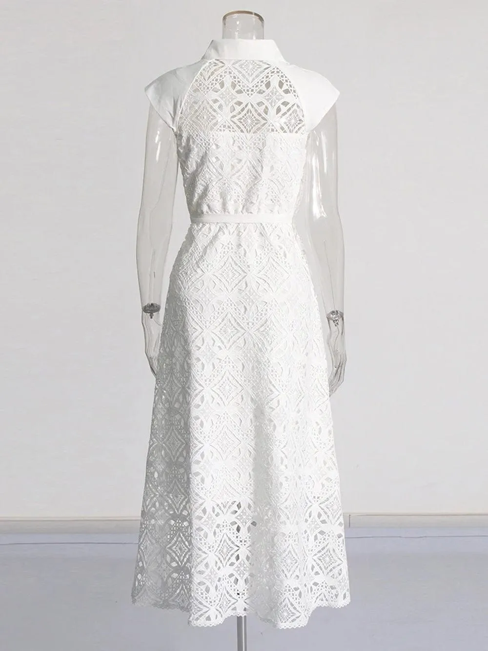 Danelle Hollow Out Belt Midi Dress