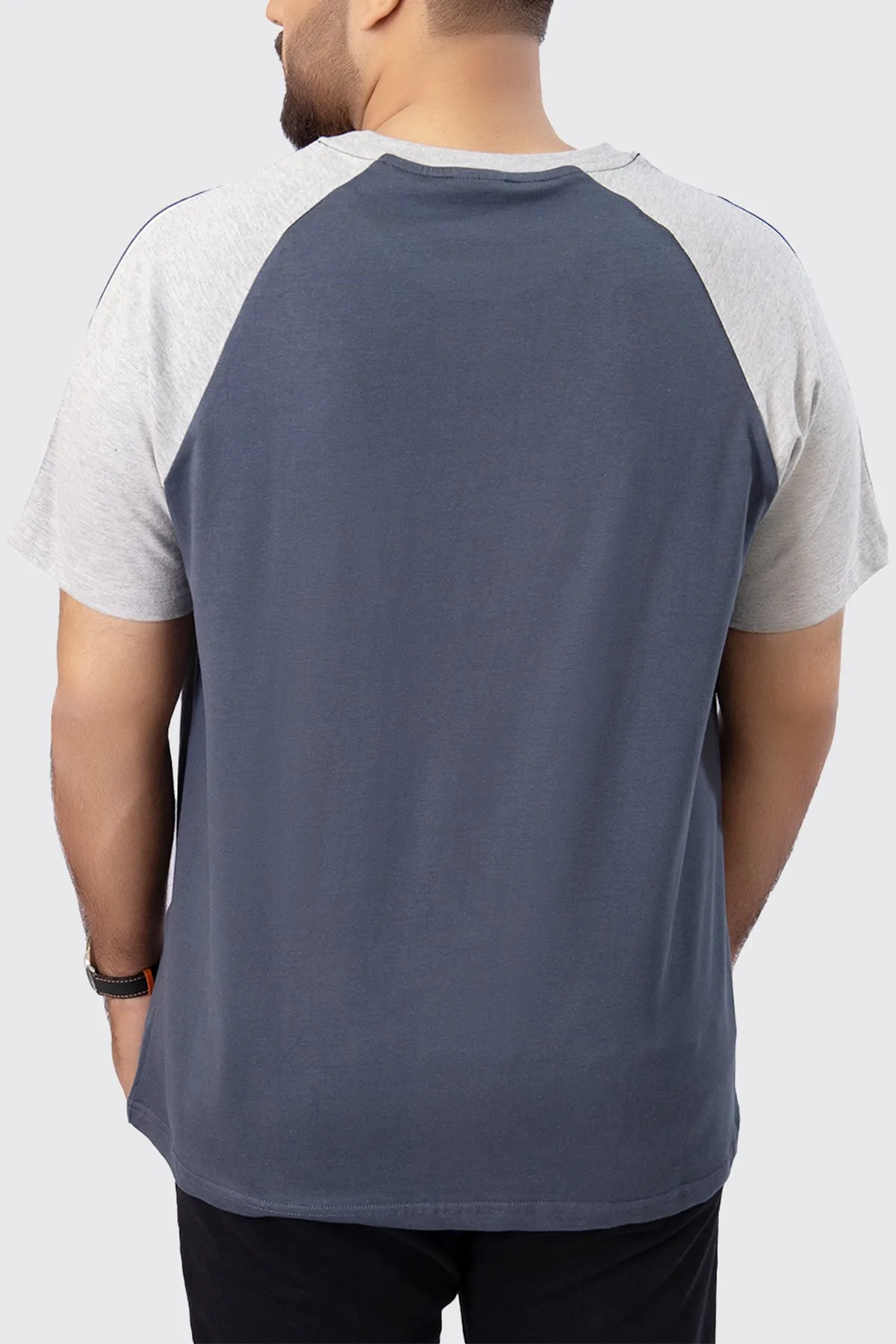 Dark Grey & Heather Grey Paneled Raglan T-Shirt - A23 - MT0282R