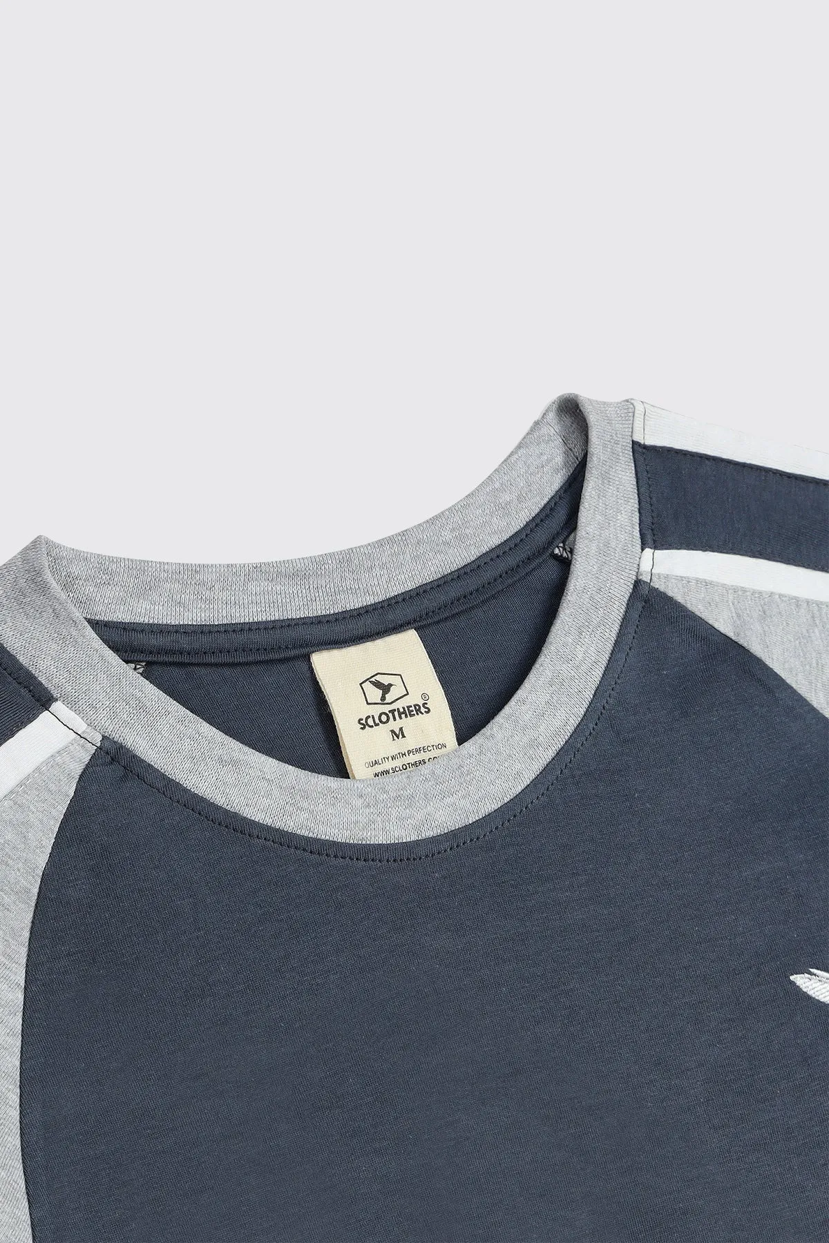 Dark Grey & Heather Grey Paneled Raglan T-Shirt - A23 - MT0282R