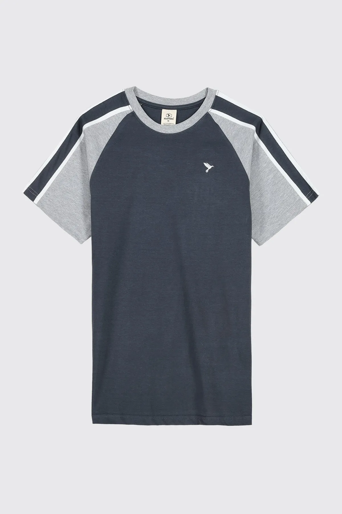Dark Grey & Heather Grey Paneled Raglan T-Shirt - A23 - MT0282R