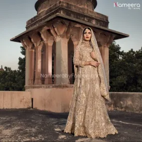Elegant Pakistani Bridal Maxi in Gold Color #BS90