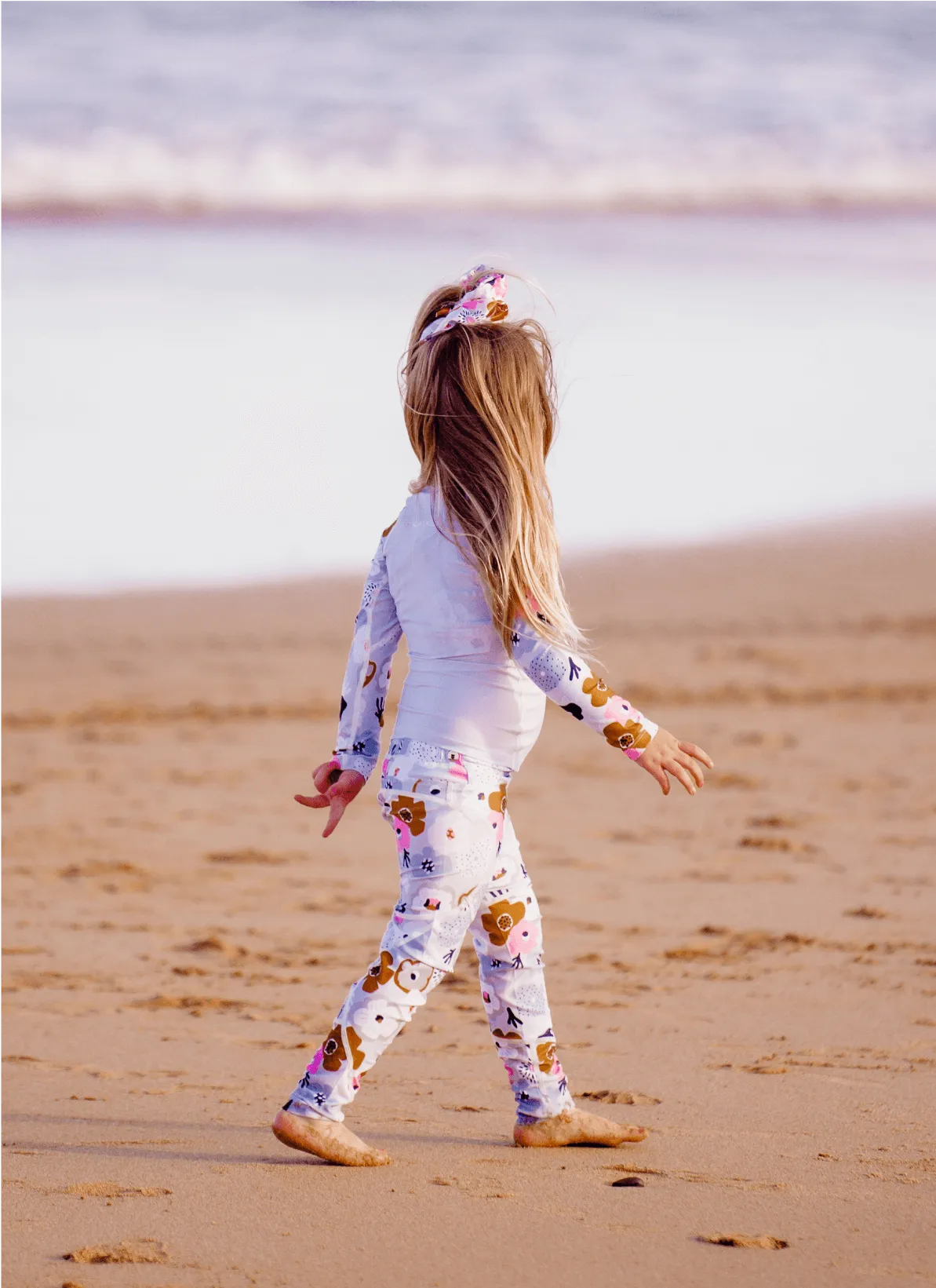 Girls Padded Long Cycling Tights - Classic Floral