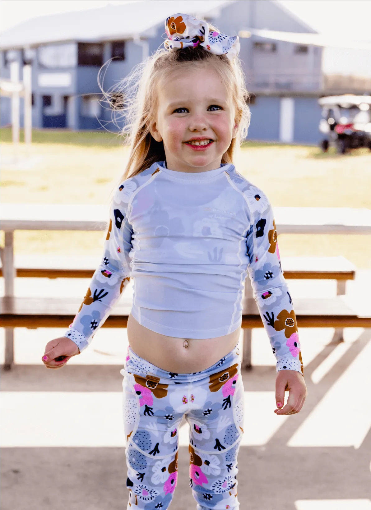 Girls Padded Long Cycling Tights - Classic Floral