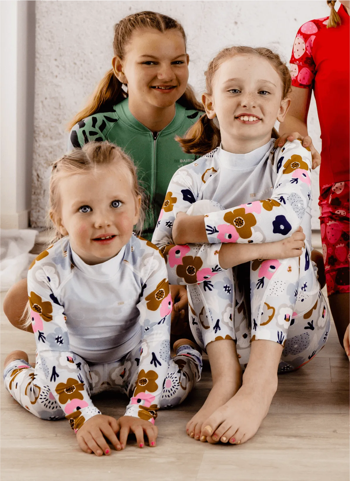 Girls Padded Long Cycling Tights - Classic Floral