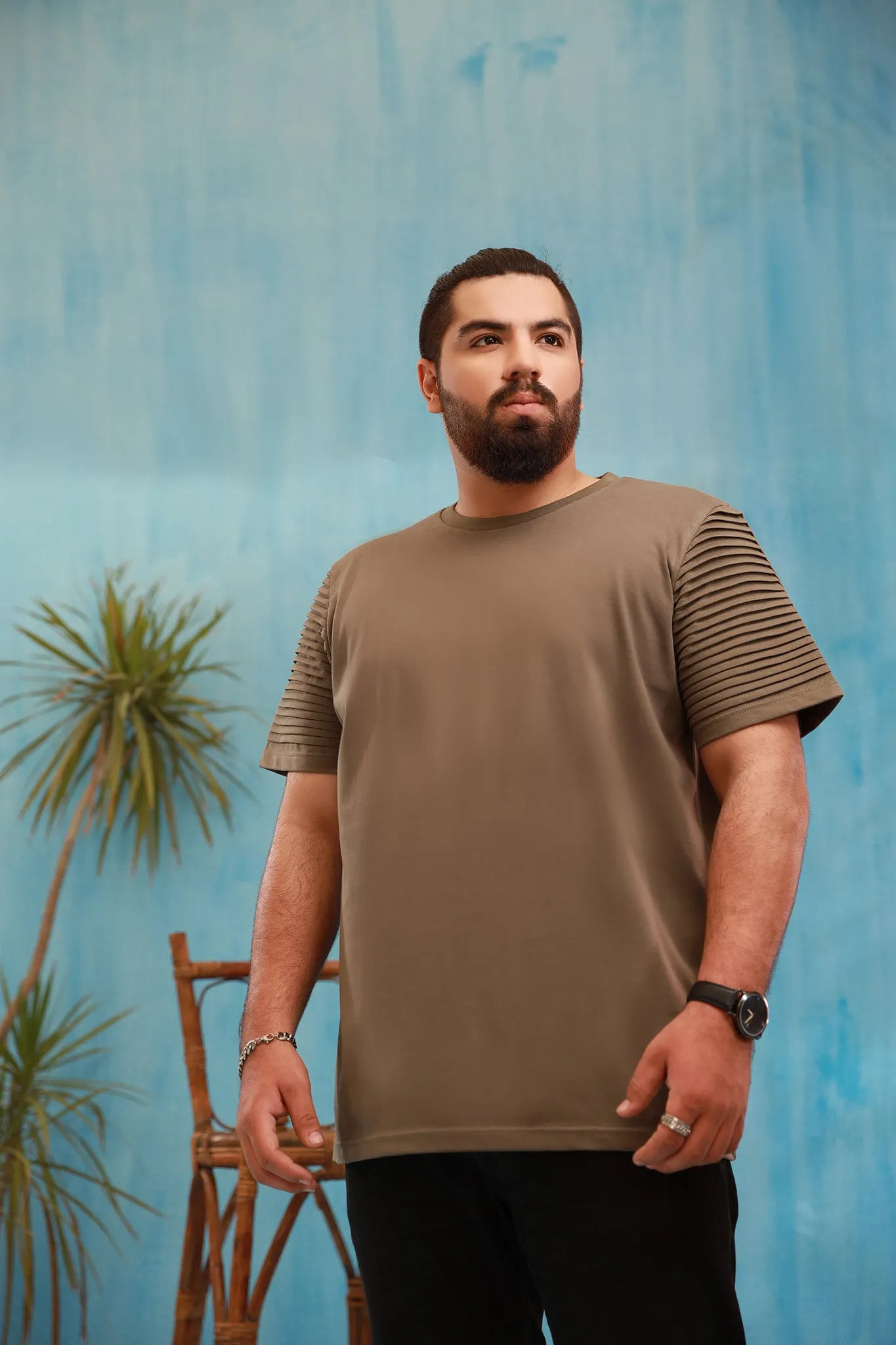 Green Pleated T-Shirt (Plus Size) - P21 - MT0074P