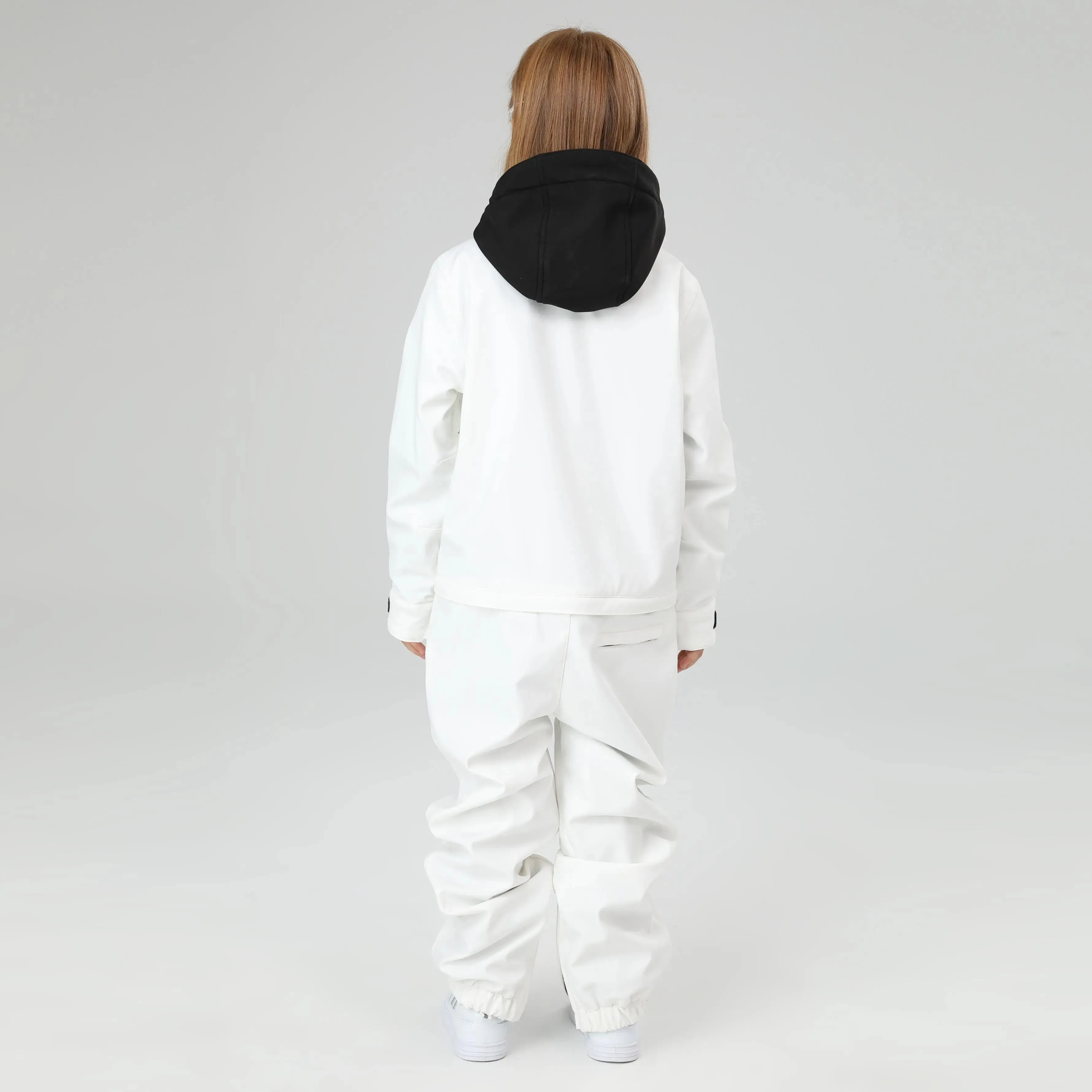 HOTIAN Girls Contrast Hooded Cargo One Piece Ski Jumpsuit With Side Zip