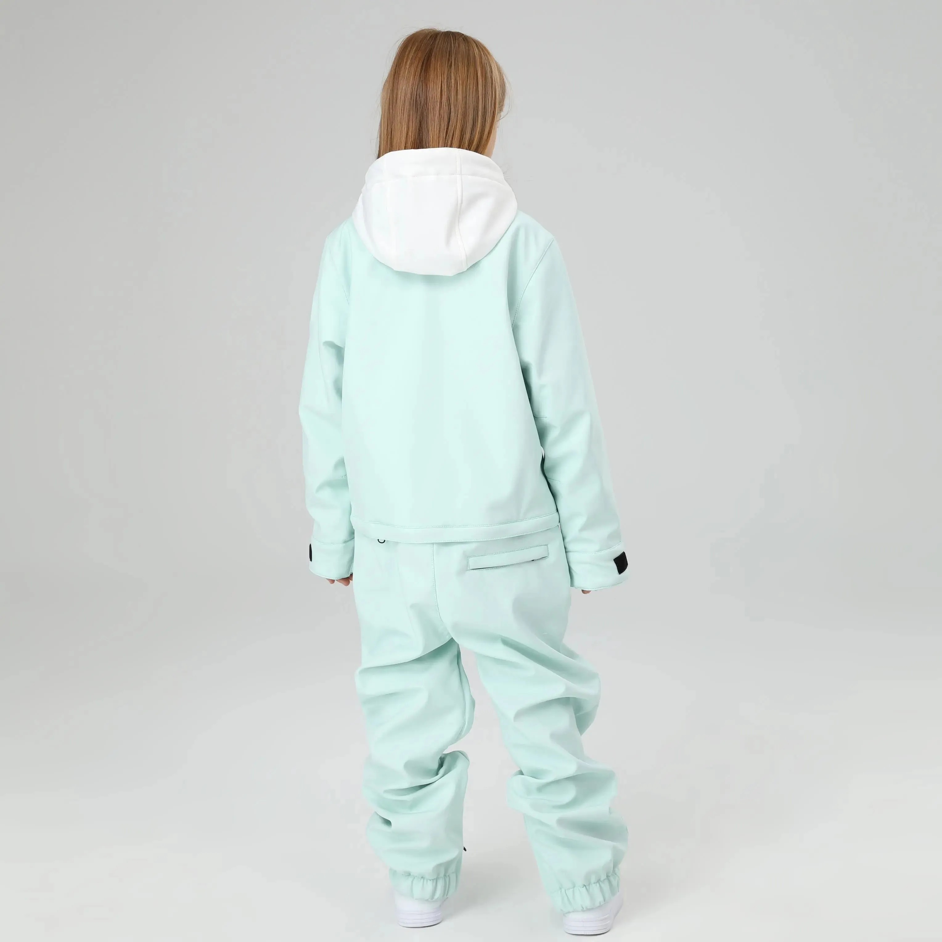 HOTIAN Girls Contrast Hooded Cargo One Piece Ski Jumpsuit With Side Zip