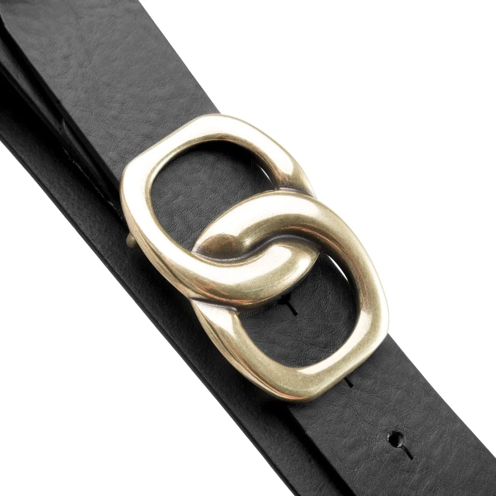 Jeans leatherbelt with nice buckle / 14908 - Gold