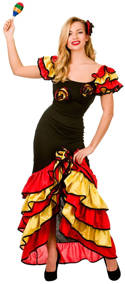 Ladies Spanish Rumba Dancer Salsa Flamenco Costume