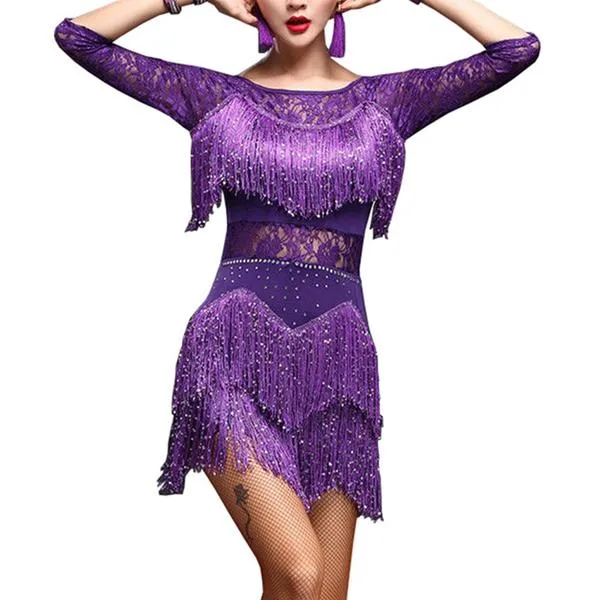 Layered Short Latin Dress with Tassels