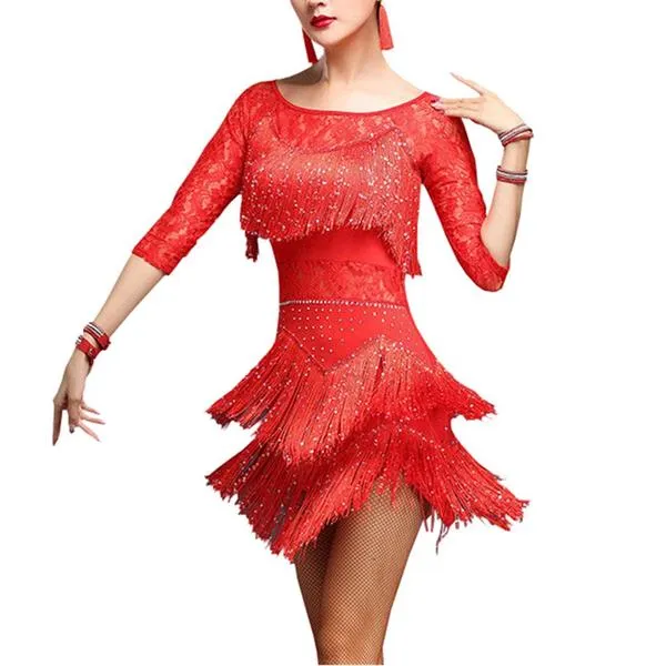 Layered Short Latin Dress with Tassels