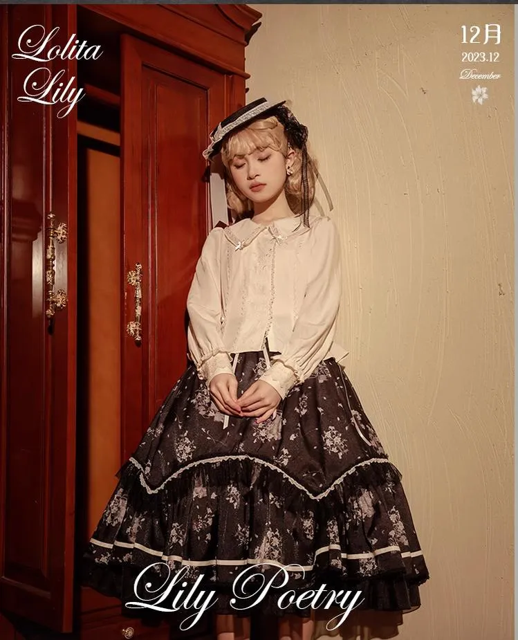 Mademoiselle Pearl~Lily Poetry~Lily Print Lolita Dress Collection