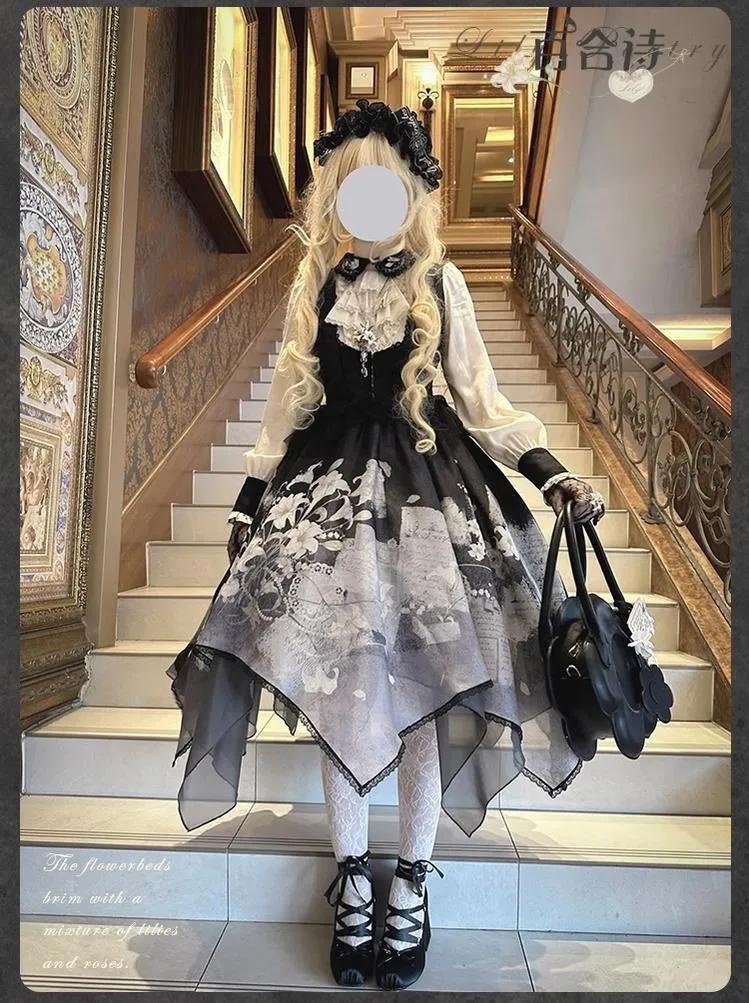 Mademoiselle Pearl~Lily Poetry~Lily Print Lolita Dress Collection