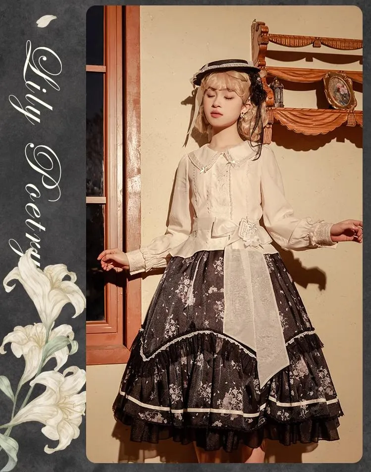 Mademoiselle Pearl~Lily Poetry~Lily Print Lolita Dress Collection