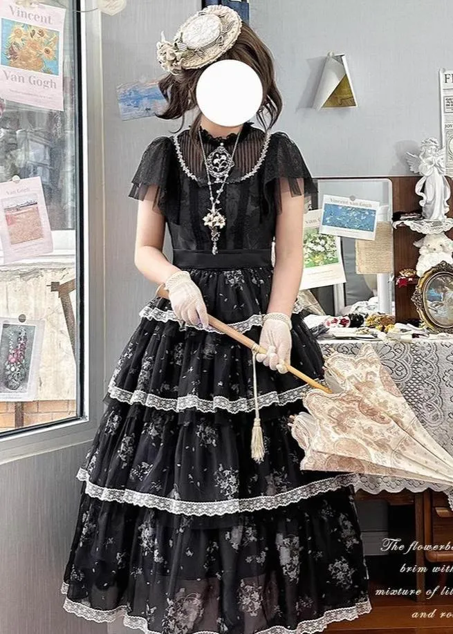 Mademoiselle Pearl~Lily Poetry~Lily Print Lolita Dress Collection