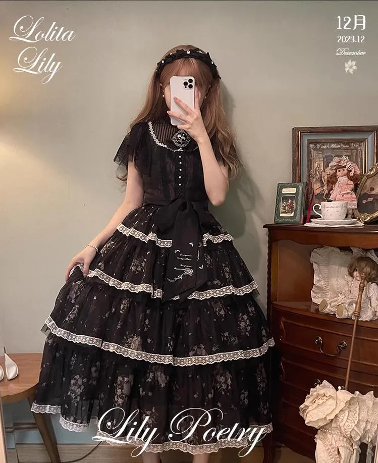 Mademoiselle Pearl~Lily Poetry~Lily Print Lolita Dress Collection