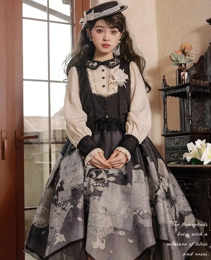 Mademoiselle Pearl~Lily Poetry~Lily Print Lolita Dress Collection