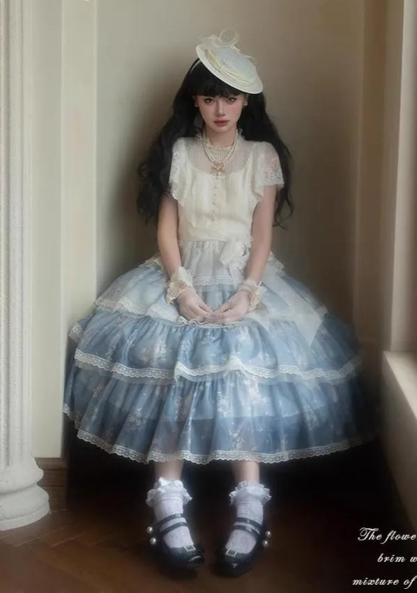 Mademoiselle Pearl~Lily Poetry~Lily Print Lolita Dress Collection
