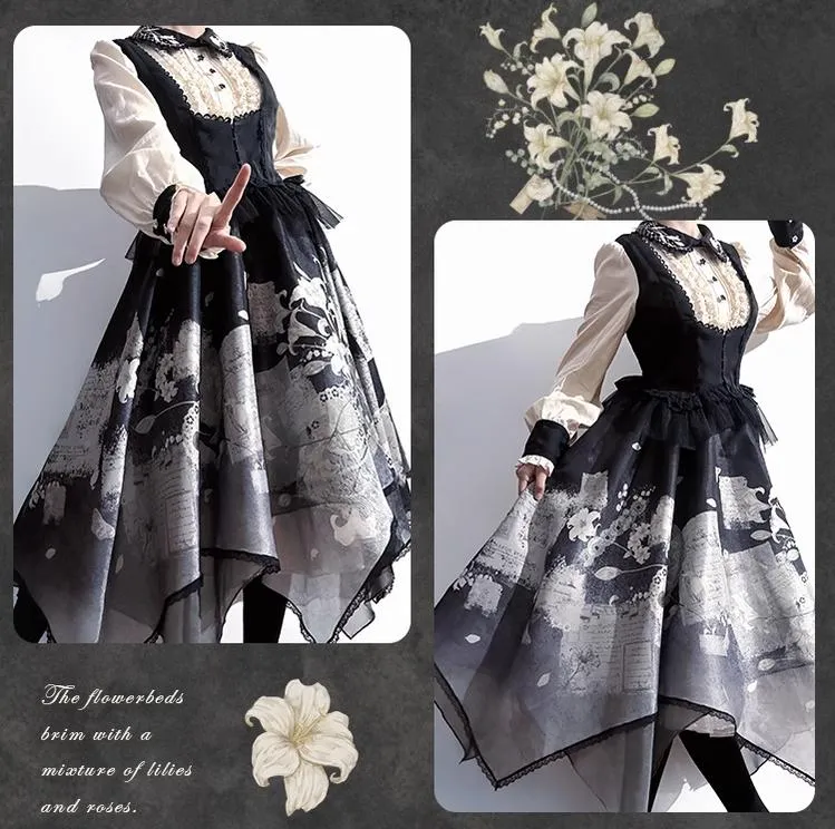 Mademoiselle Pearl~Lily Poetry~Lily Print Lolita Dress Collection