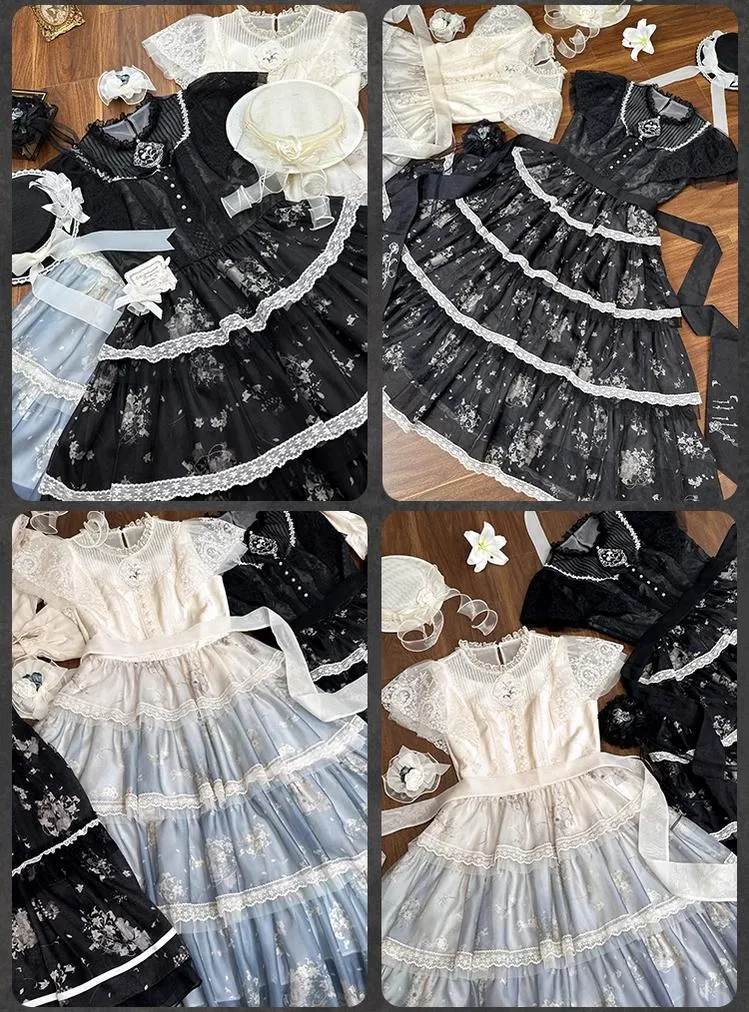 Mademoiselle Pearl~Lily Poetry~Lily Print Lolita Dress Collection
